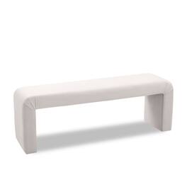 Meridian Furniture - Minimalist Cream Velvet Bench - Beige