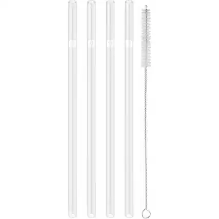 Front. ZWILLING - ZWILLING Sorrento 5-pc Straight Glass Straw Set - Clear - Clear.