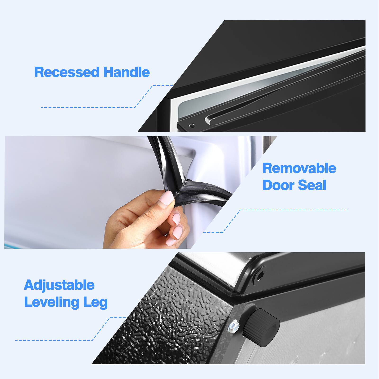 Recessed Handle  
Removable Door Seal  
Adjustable Leveling Leg