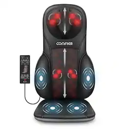 Comfier - Leather Material Shiatsu Back Massager with Heat - Black
