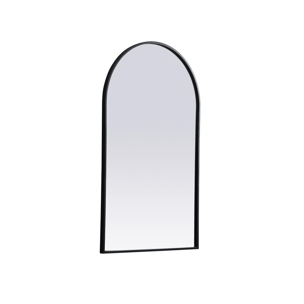 Left. Elegant Decor - Metal Frame Arch Mirror 24x40 Inch in Black - Black.