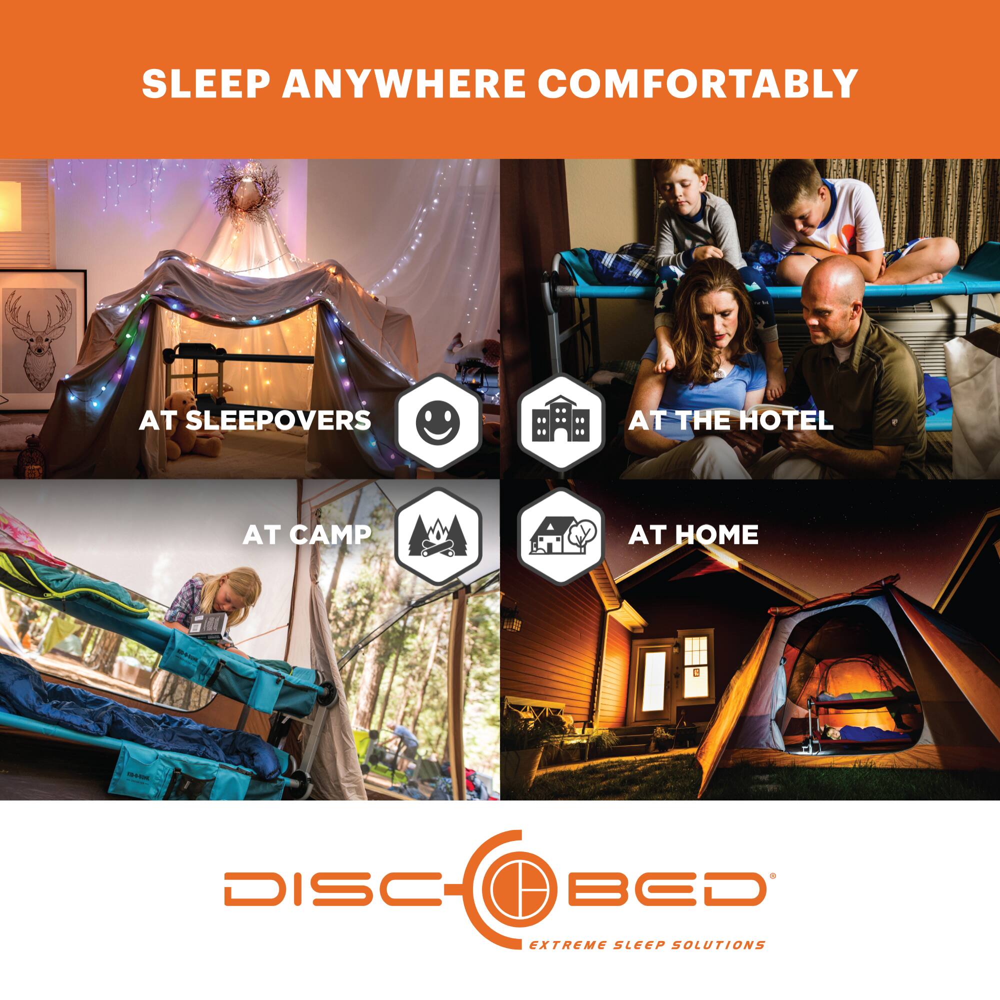 Sleep anywhere comfortably at sleepovers at the hotel at camp at home. Disc Bed Extreme Sleep Solutions