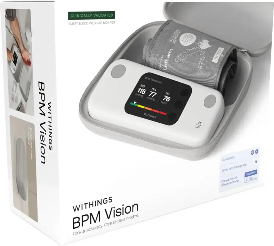 Withings BPM Vision Smart Arm Blood Pressure Monitor Gray WPM0708all