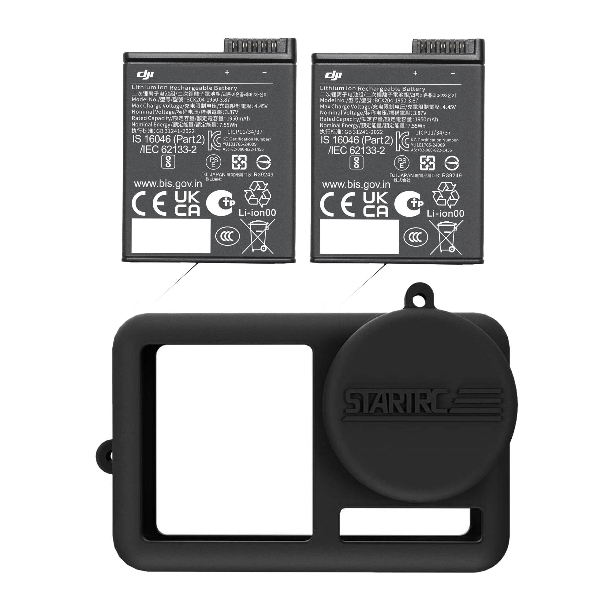 Lithium Ion Rechargeable Battery  
Model No./型号: BCX024150-387  
Nominal Voltage/额定电压: 4.45V  
Max Charge Voltage/最大充电电压: 4.45V  
Rated Capacity/额定容量: 1950mAh  
Nominal Energy/额定能量: 8.7Wh  
Net Weight/净重: 7.5g  
GB Standard: GB 31241-2022  
IEC Standard: IEC 62133-2  
IS 16046 (Part 2)  
KC Certification Number: V11816000-000-212-1466  
www.bis.gov.in  
CE  
UK  
CA  
Li-ion00  
DJi JAPAN R3249  
STARIRC