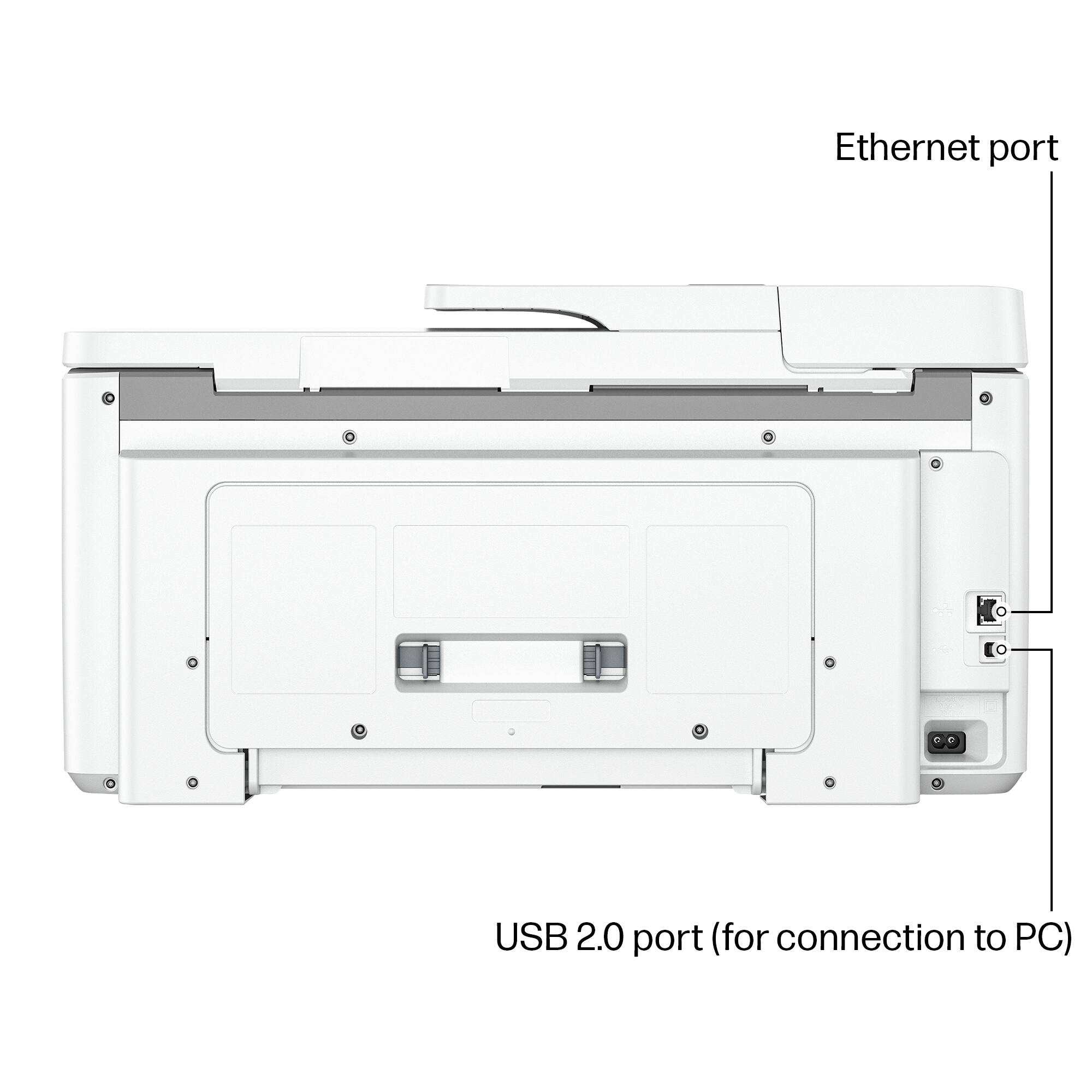 Ethernet port  
USB 2.0 port (for connection to PC)