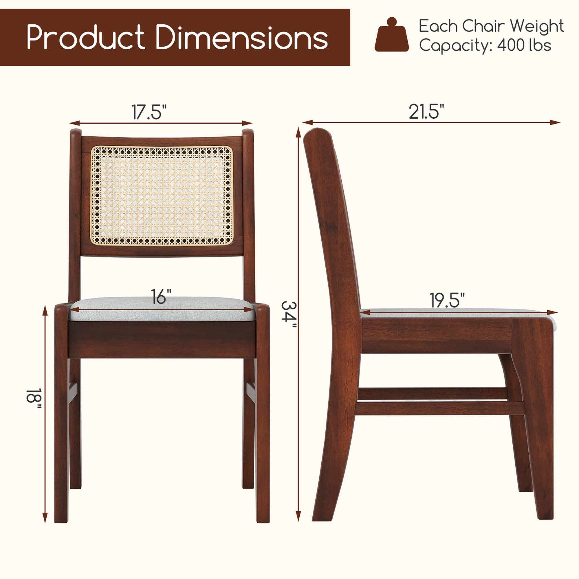 Product Dimensions

Each Chair Weight Capacity: 400 lbs

- Width: 17.5"
- Depth: 16"
- Height: 34"
- Seat Height: 18"
- Back Height: 21.5"
- Armrest Height: 19.5"