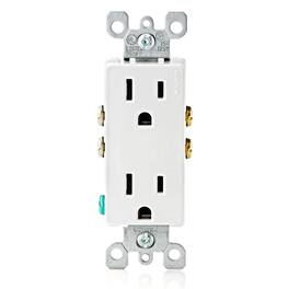 Leviton - 15 Amp 125 Volt Decora Duplex Receptacle, Residential Grade, Grounding, 5325 - White