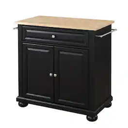 Crosley Furniture - Alexandria Wood Top Portable Kitchen Island/Cart - Black
