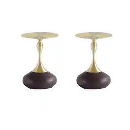 Manhattan Comfort - Patchin Modern End Table - Set of 2 - Brown and Gold