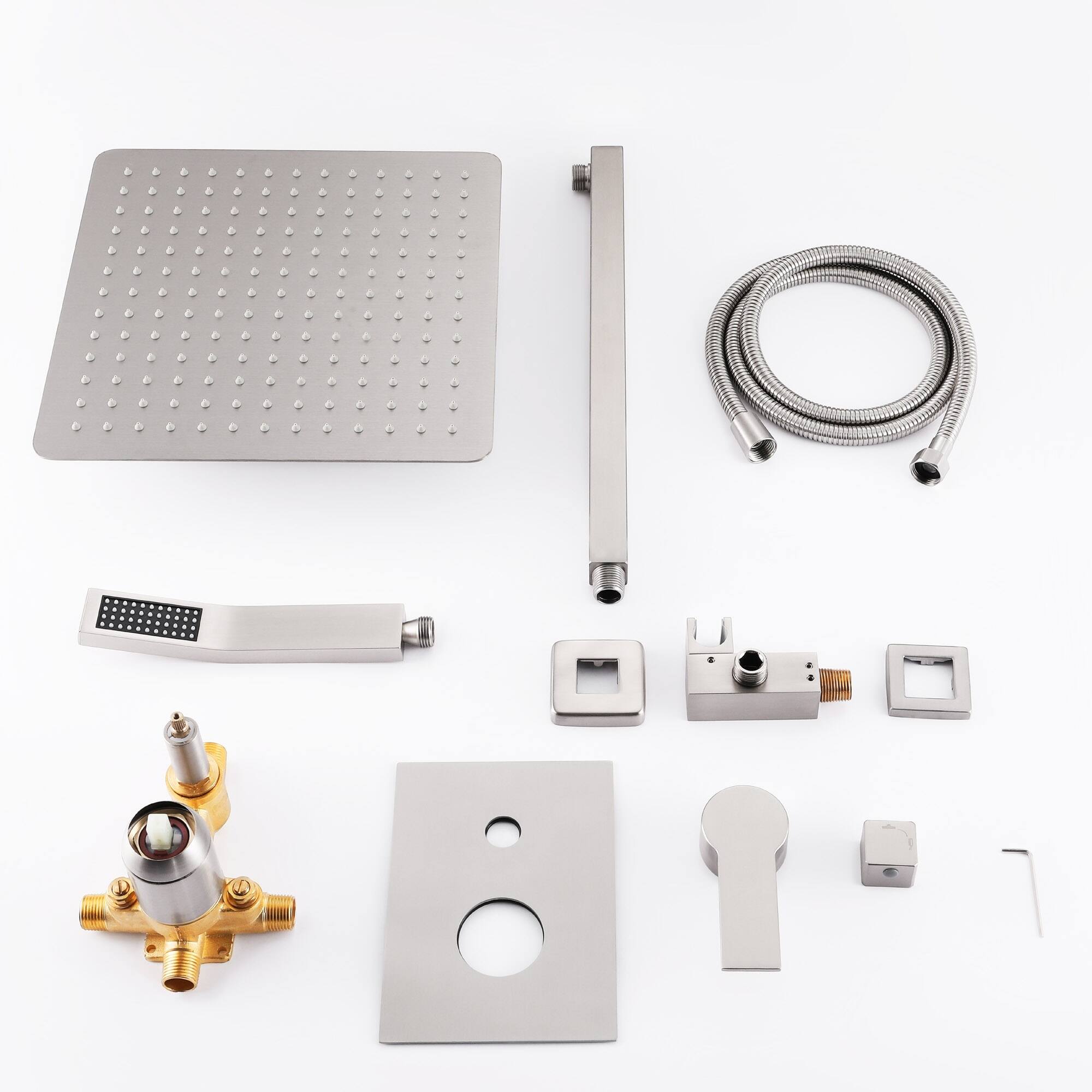 Alt View 10. Boyel Living - Brushed Nickel 12-Inch Rain Shower System Brass SUS304 3-Function Valve Waterfall Spout cUPC - Brushed Nickel.