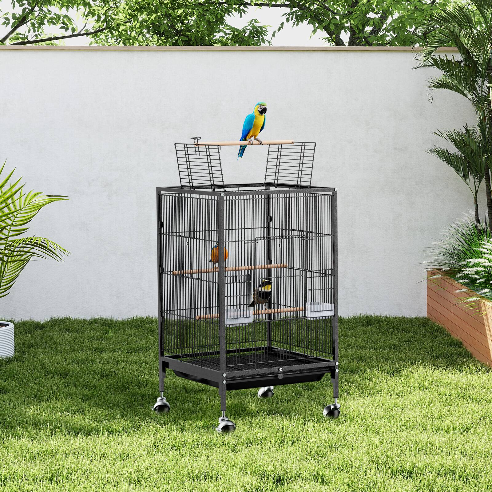 Alt View 9. Winado - 31in Parakeet Wire Bird Cage Portable for Finches Canaries Carrier with Wheels for Indoor/Outdoor.