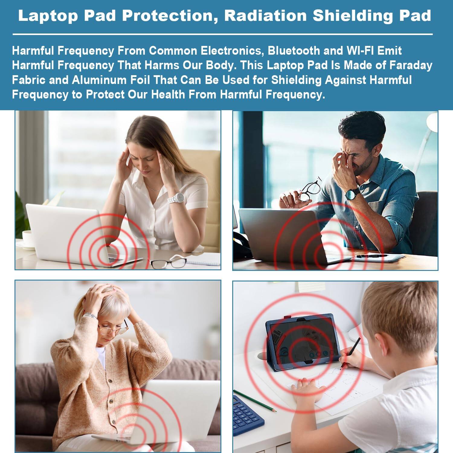 Laptop Pad Protection, Radiation Shielding Pad

Harmful Frequency From Common Electronics, Bluetooth and WI-FI Emit Harmful Frequency That Harms Our Body. This Laptop Pad Is Made of Faraday Fabric and Aluminum Foil That Can Be Used for Shielding Against Harmful Frequency to Protect Our Health From Harmful Frequency.