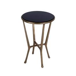 Butler Specialty - Ivy 15.5 in. W Round Metal & Granite Side Table - Black,Antique Gold