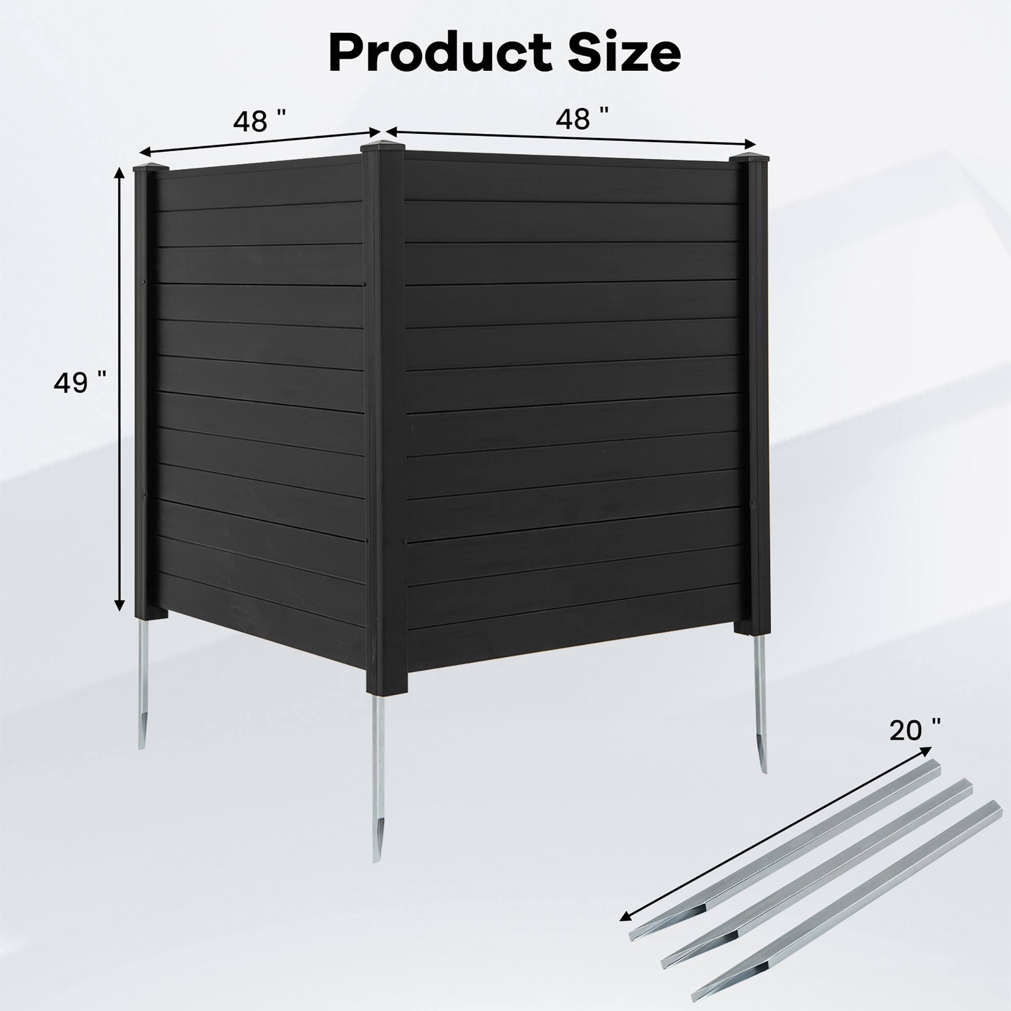 Product Size: 48" x 48" x 49" with 20" legs