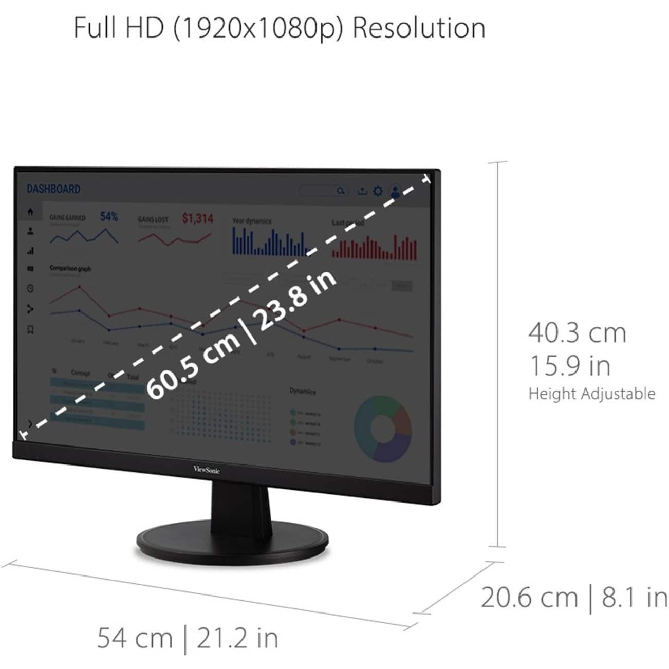 Alt View 20. ViewSonic - VA2447-MH 24" LCD FHD Adaptive Syn Monitor (HDMI, VGA) - Black.