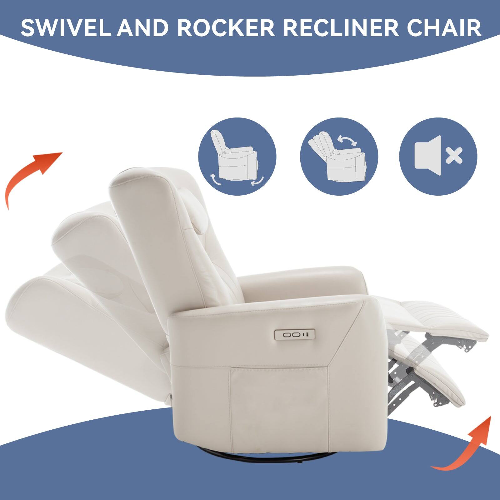 SWIVEL AND ROCKER RECLINER CHAIR x O0