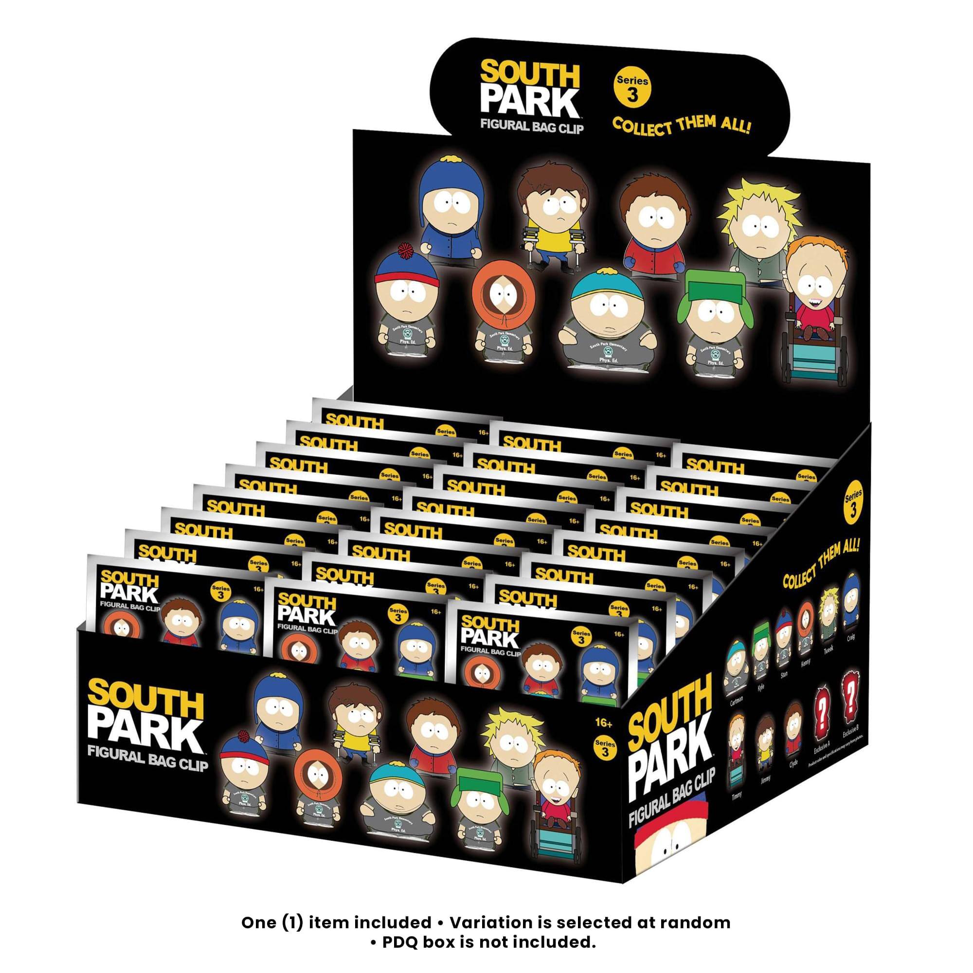 SOUTH PARK Series 3 FIGURAL BAG CLIP COLLECT THEM ALL!

One (1) item included - Variation is selected at random - PDQ box is not included.