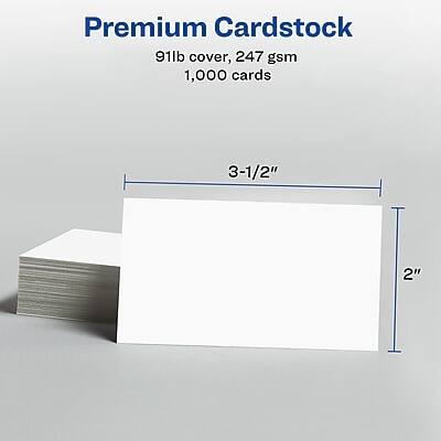 Premium Cardstock  
91lb cover, 247 gsm  
1,000 cards  
3-1/2" x 2"