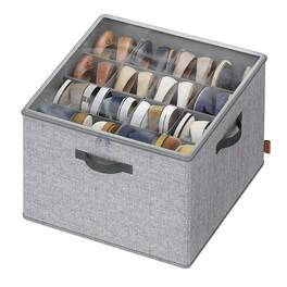 Songmics Home - Shoe Organizer for Closet, Fabric Shoe Organizer Box with Adjustable Dividers, Storage Compartments, Stackable - Dove Gray