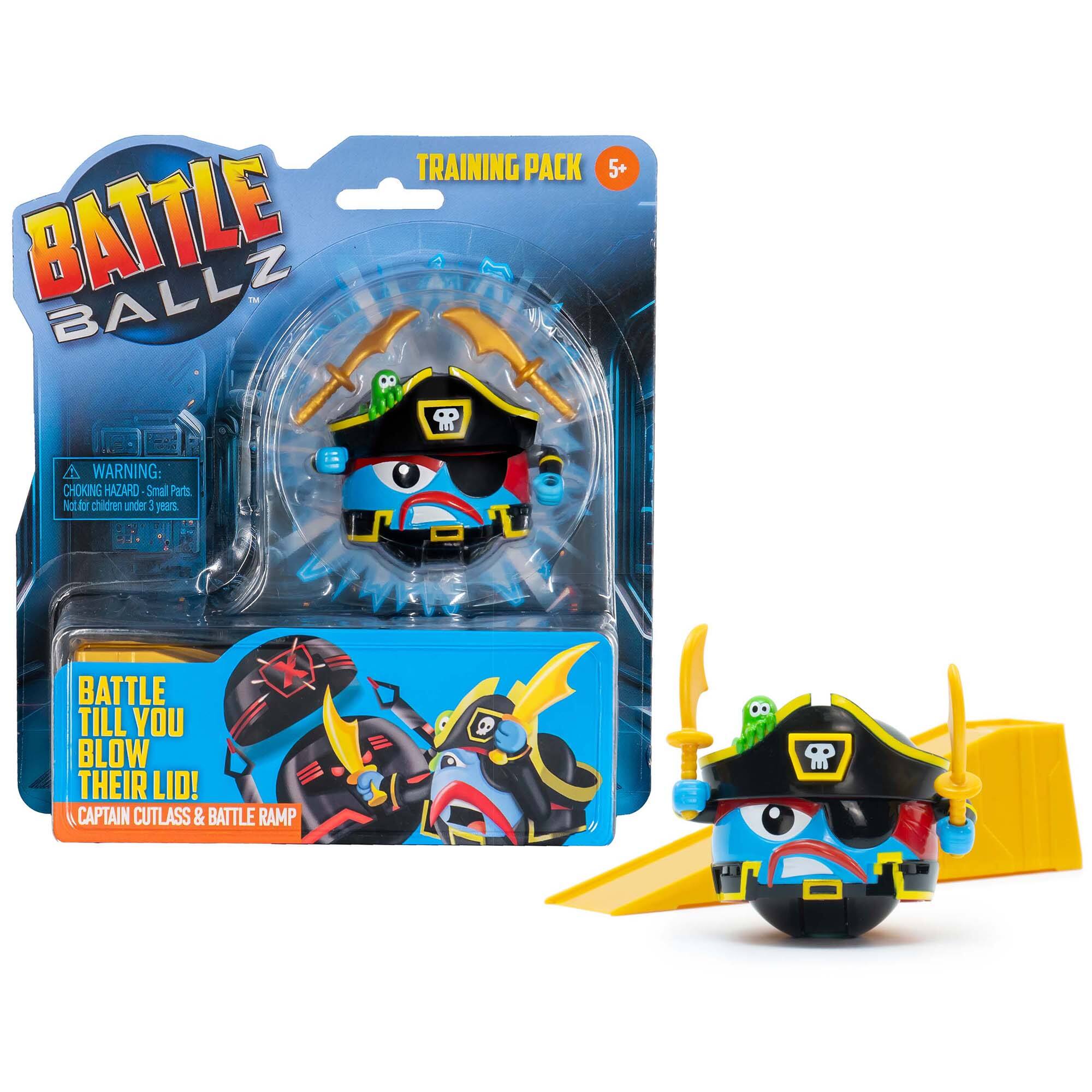 BATTLE BALLZ TRAINING PACK 5+ A WARNING: CHOKING HAZARD Small Parts Not for children under 3 years BATTLE TILL YOU BLOW THEIR LID! CAPTAIN CUTLASS & BATTLE RAMP