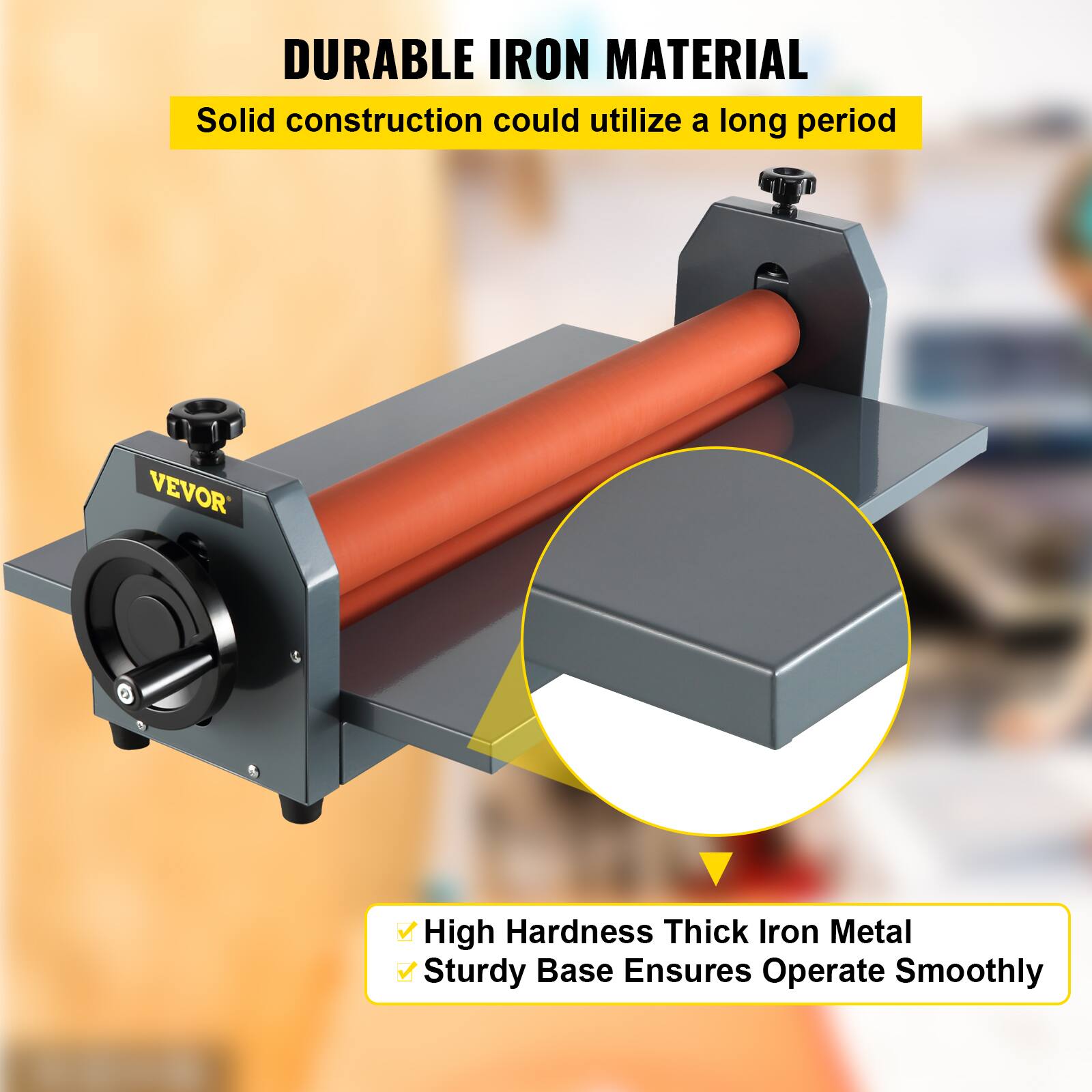 DURABLE IRON MATERIAL  
Solid construction could utilize a long period  

High Hardness Thick Iron Metal  
Sturdy Base Ensures Operate Smoothly