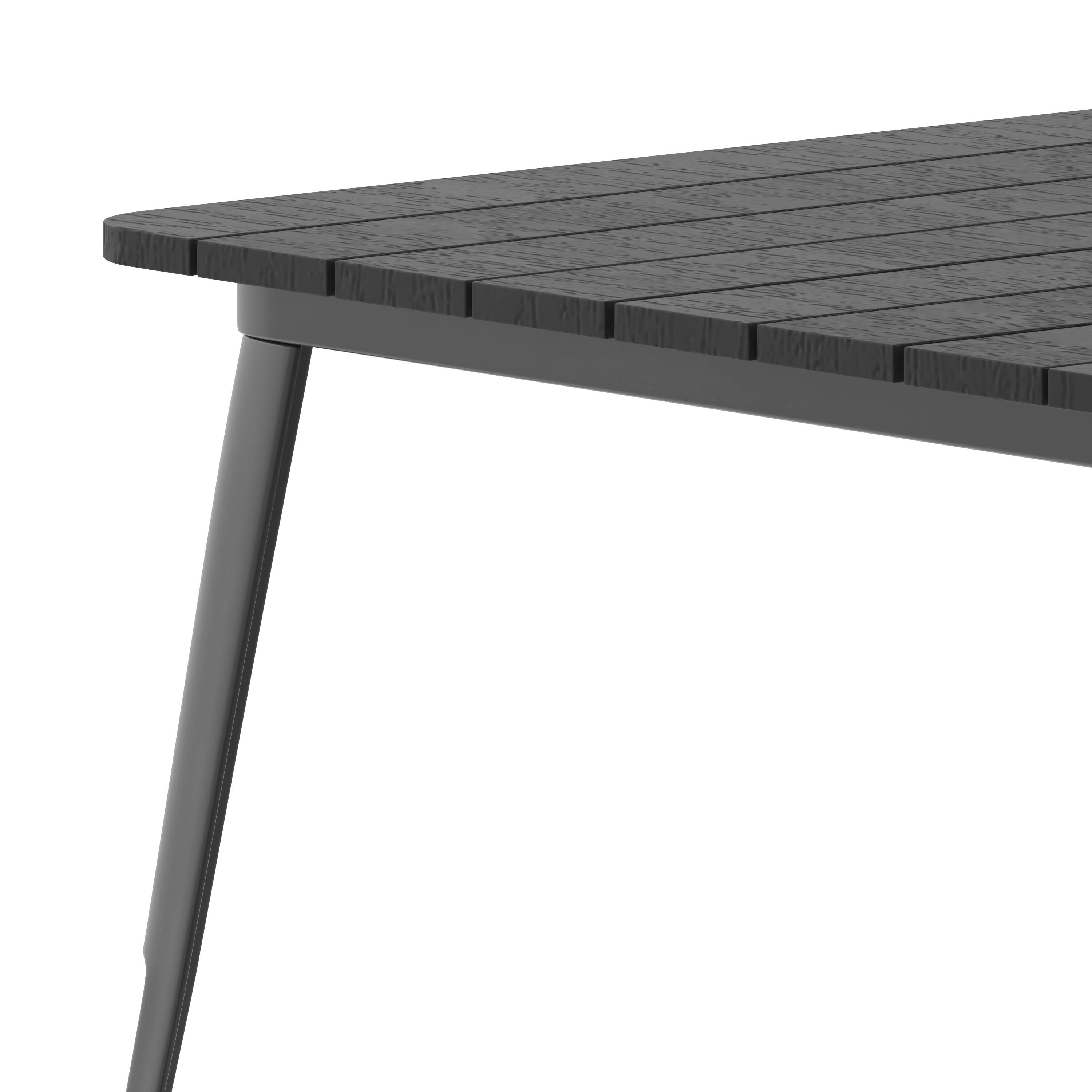 Alt View 9. Emma + Oliver - Drew Indoor/Outdoor Dining Table with Umbrella Hole, 36" Square All Weather Poly Resin Top and Steel Base - Black Top/Black Frame.
