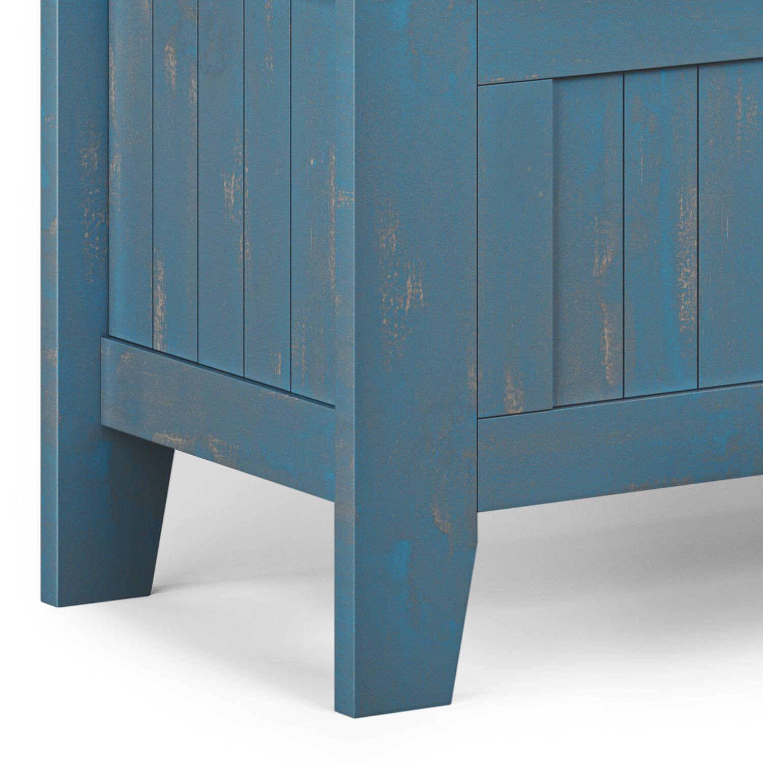Alt View 7. Simpli Home - Acadian SOLID WOOD 48 inch Wide Transitional Entryway Storage Bench in Distressed Coastal Blue - Distressed Coastal Blue.
