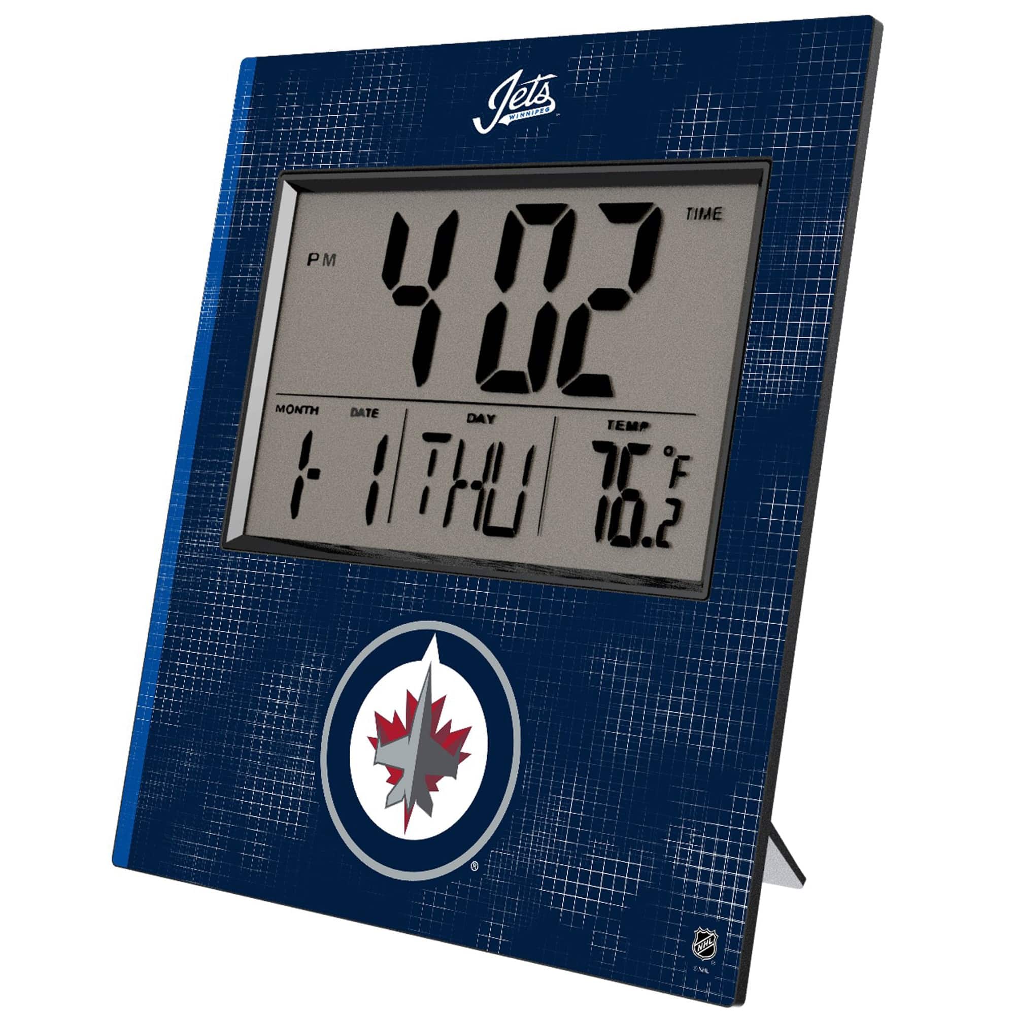 Keyscaper - Winnipeg Jets Cross Hatch Digital Desk Clock - Multicolor