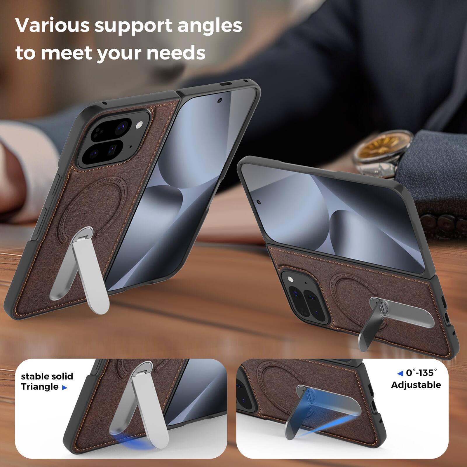 Various support angles to meet your needs

stable solid Triangle

0°-135° Adjustable