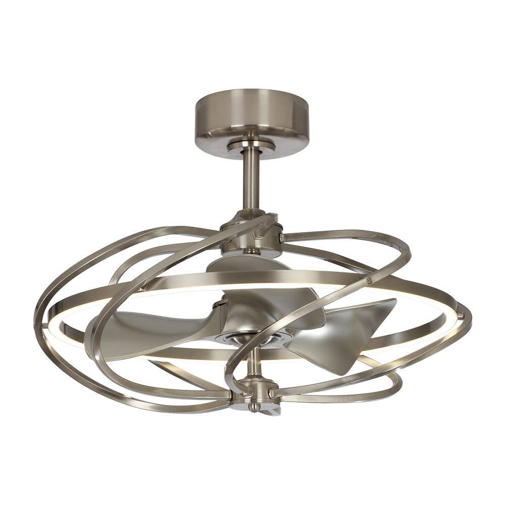 Alt View 1. Parrot Uncle - 27" Modern Nickel 3-Blade LED Ceiling Fan with Remote Control - Nickel.