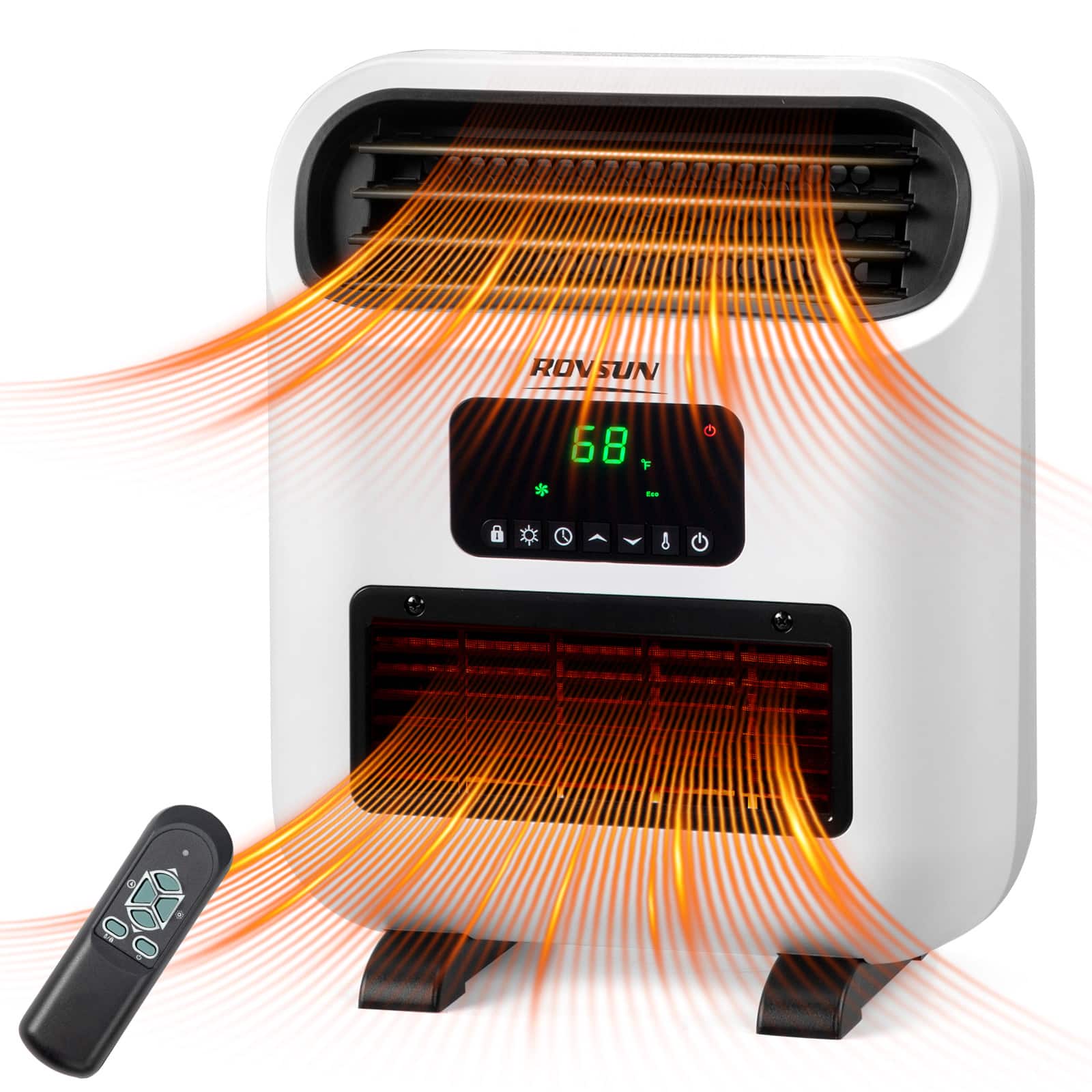 Winado - 1500W Wall and Floor Mount Electric Space Heater with 3 Heat Settings, Timer, Remote Control, Tip-Over Switch - White