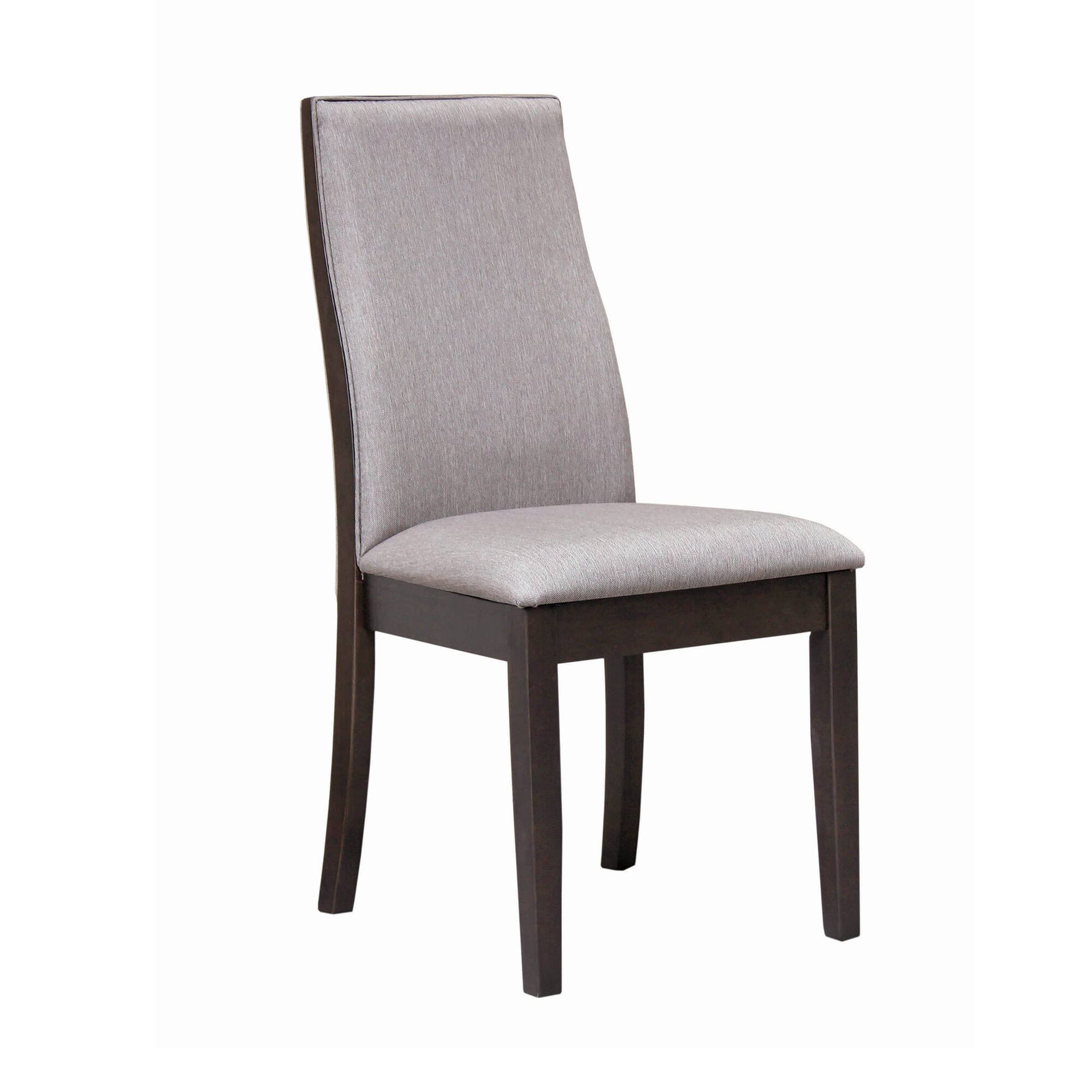 Front. Manhattan Lane - Fabric Upholstered Wooden Dining Chair, Set of 2 - Gray and Brown.