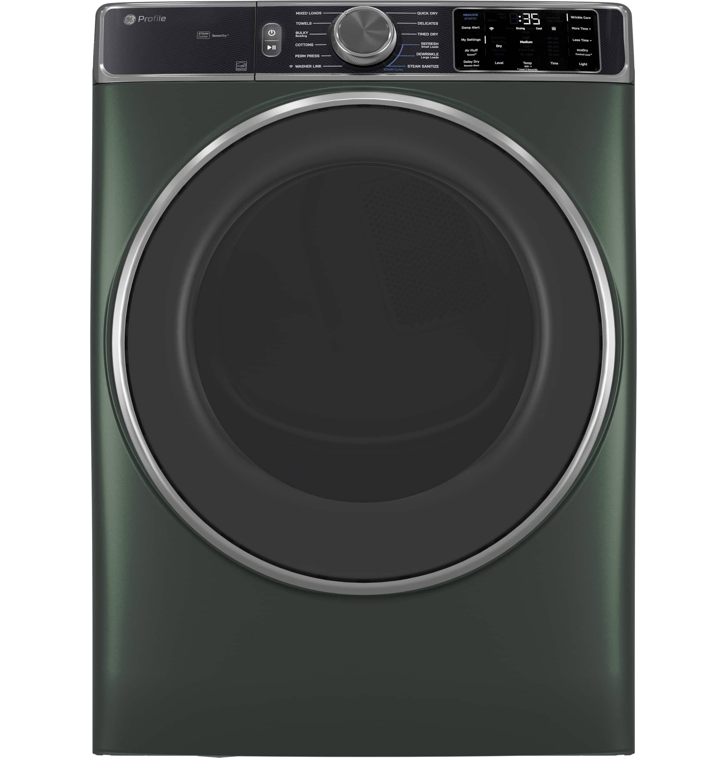 Front. GE Profile - 7.8 Cu. Ft. Stackable Smart Electric Dryer with Steam and Sanitize Cycle - Jade Green.