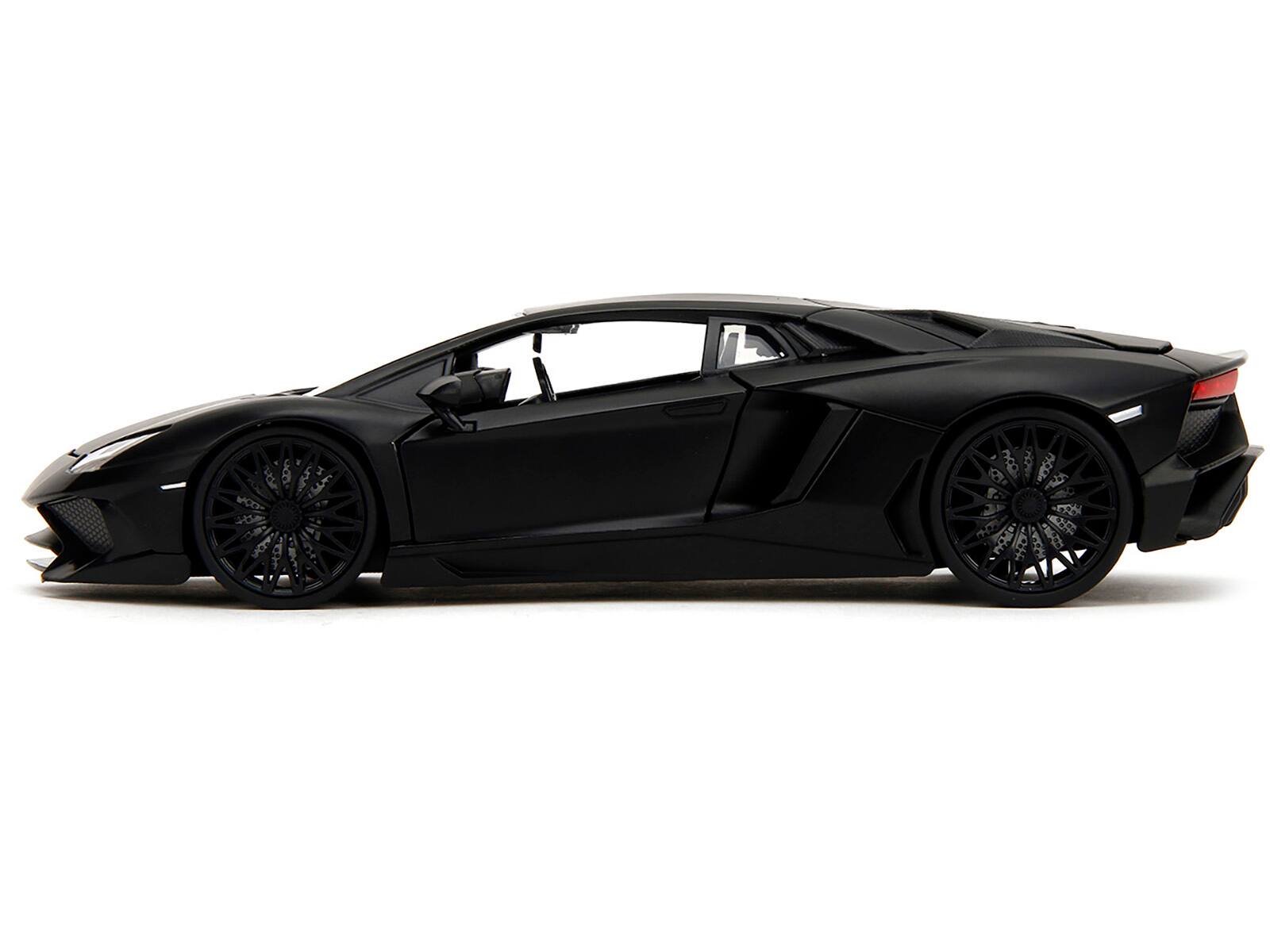 Left. Jada - Shaw's Lamborghini Aventador Matt Black "Furious 7" (2015) Movie "Fast & Furious" Series 1/24 Diecast Model Car by Jada - Matt Black.