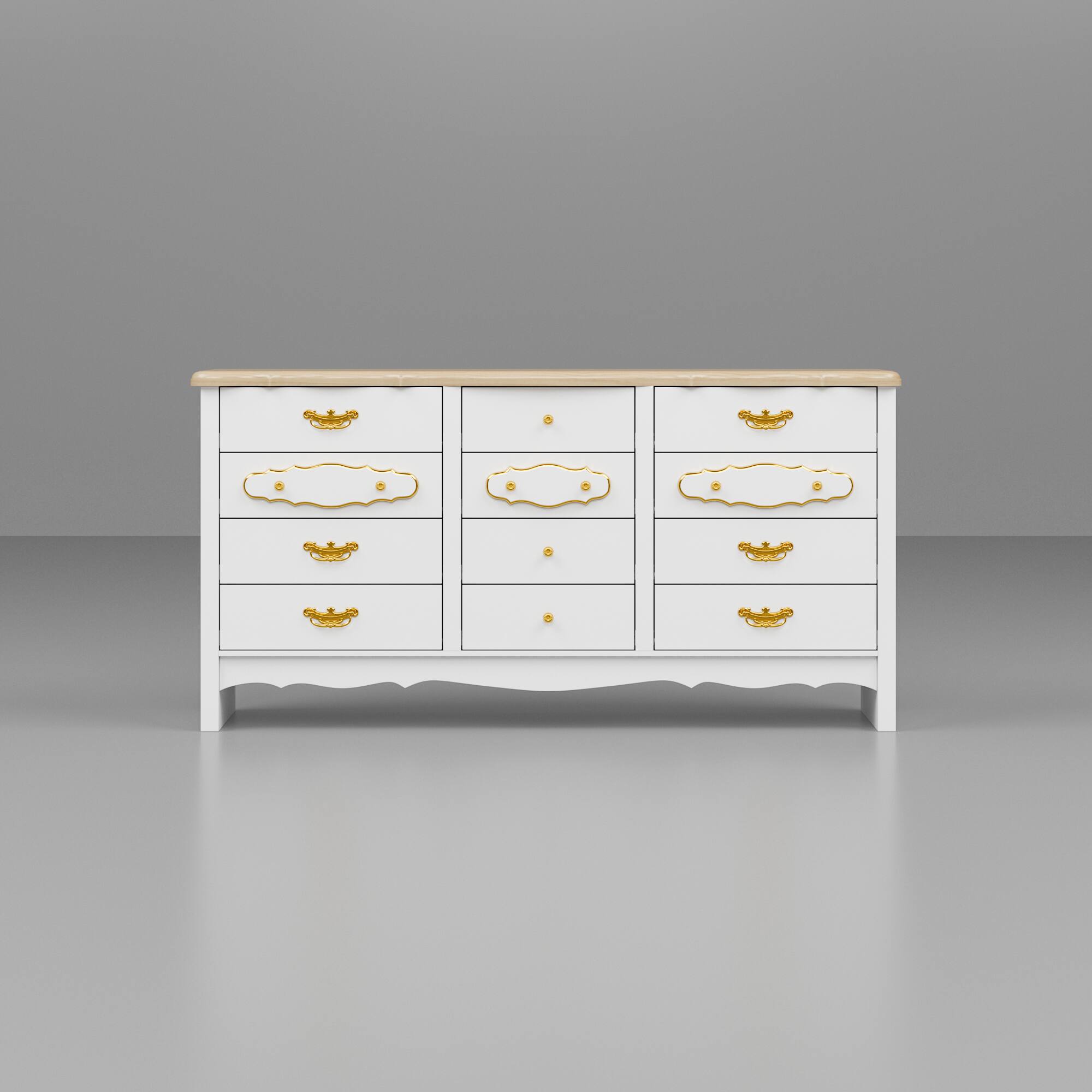 Alt View 8. FUFU&GAGA - French Court-Style Nine-Drawer Storage Dresser – A Fusion of Luxurious Aesthetics and Practical Storage - White.