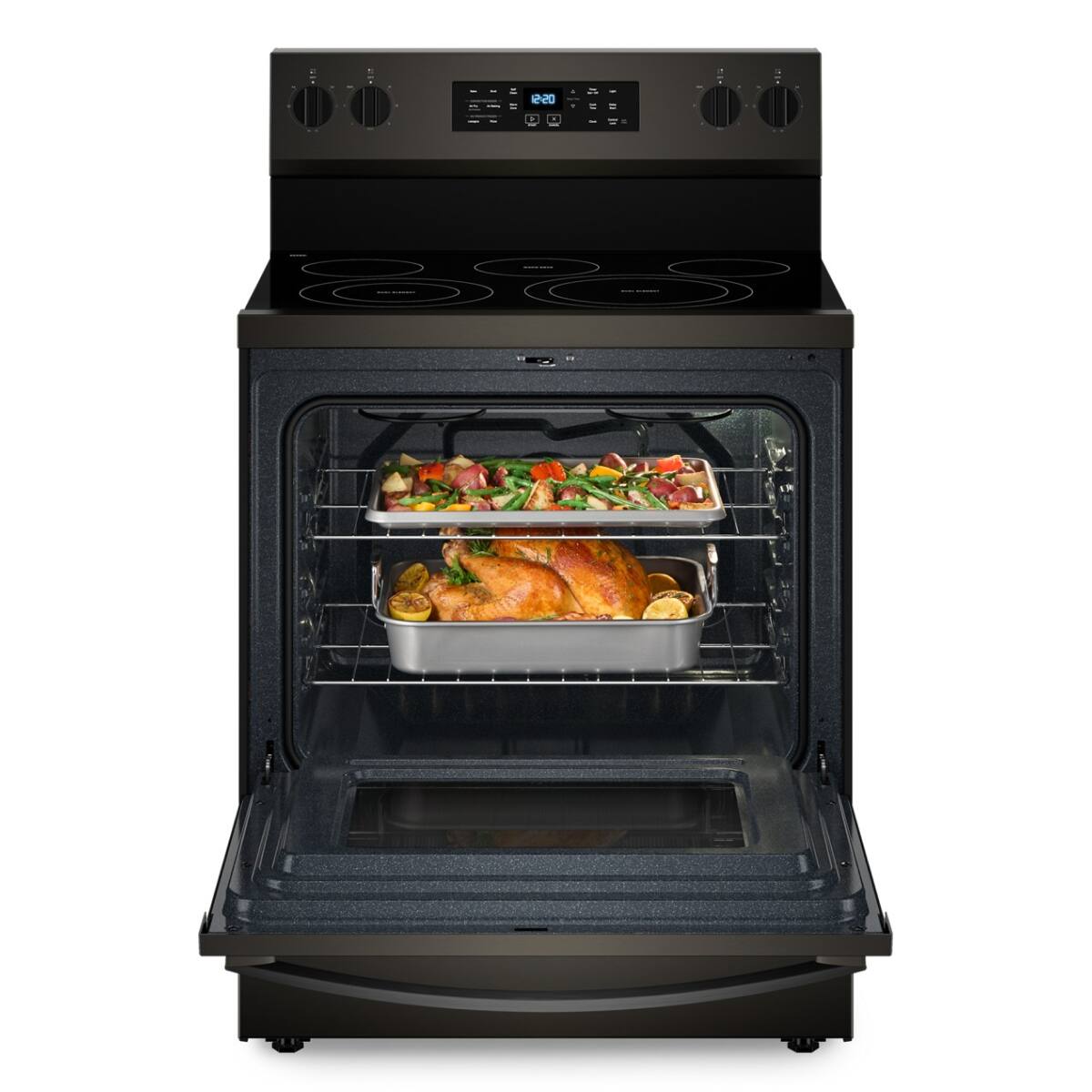 Alt View 9. Whirlpool - 5.3 Cu. Ft. Freestanding Electric Range with Air Cooking Technology, No Preheat Air Fry and Air Baking and Self Clean - Black Stainless.