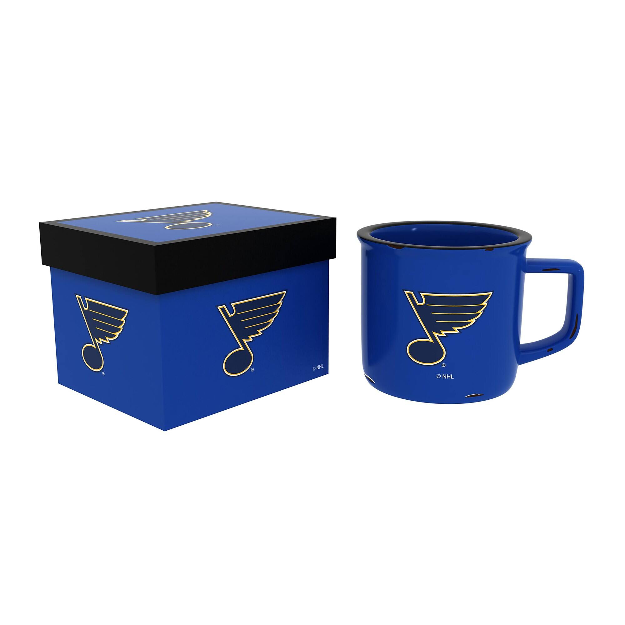 Front. Evergreen Enterprises - St. Louis Blues 14oz. Ceramic Camp Cup with Gift Box - Multicolor.