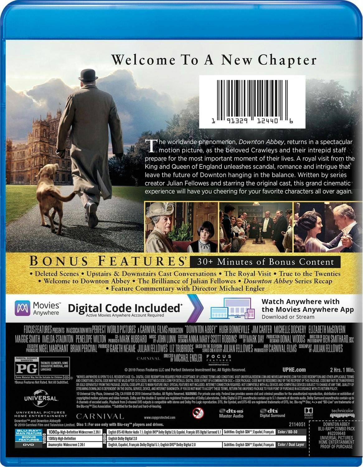 Back. Downton Abbey: The Movie (DVD + Digital) [Blu-ray].