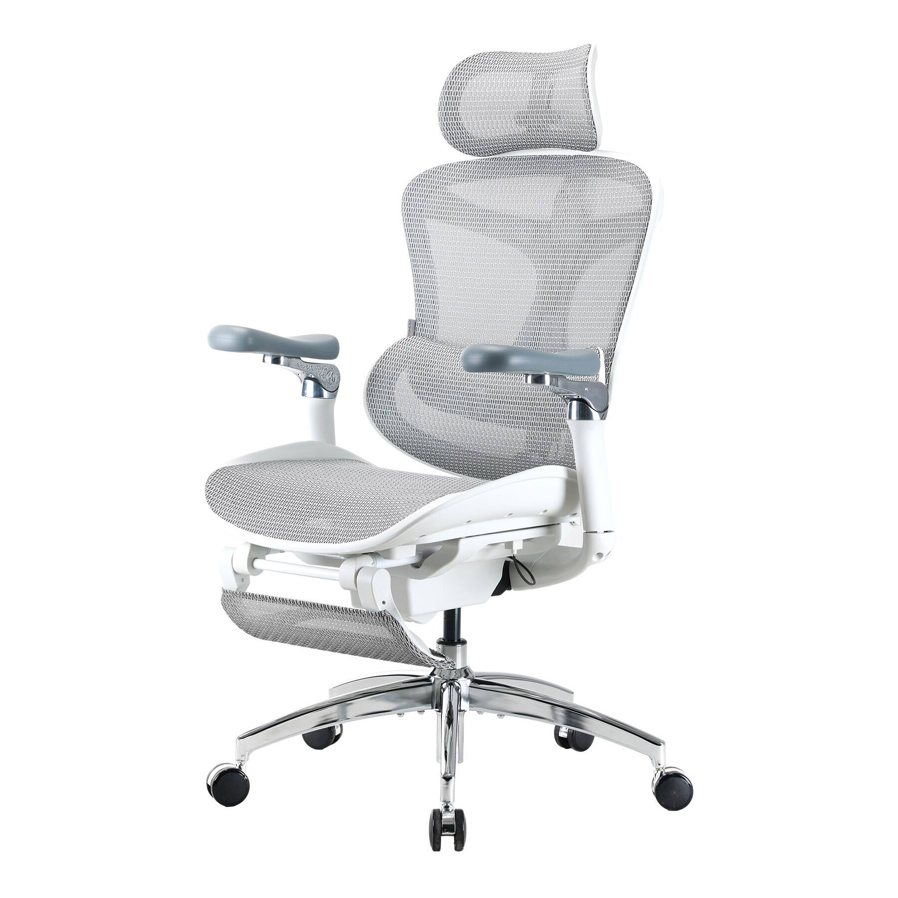 Angle. SIHOO - C300 Computer Chair with Footrest，Gaming Chair with Soft 4D Armrests, Dynamic Lumbar Support and Swivel Office Chair - Basic - Gray.