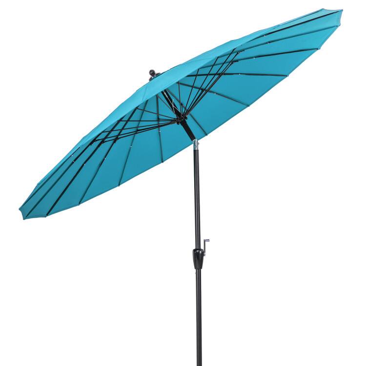 Front. SlickBlue - 9 Feet Round Patio Umbrella with 18 Fiberglass Ribs for Outdoor Use - Turquoise.