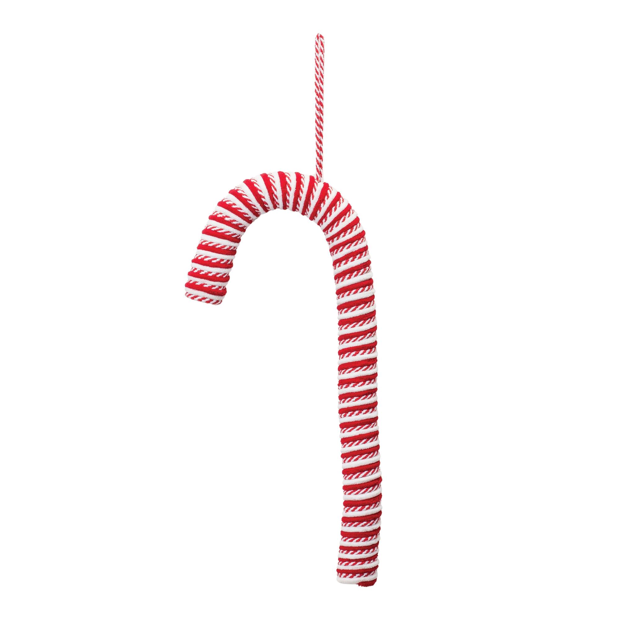 Angle. BreeBe - Fabric Candy Cane Ornament (Set of 6) - White, Red.