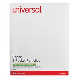 Universal - Two Pocket Portfolio Embossed Leather Grain Paper 11 x 8.5 Black 25 per Box