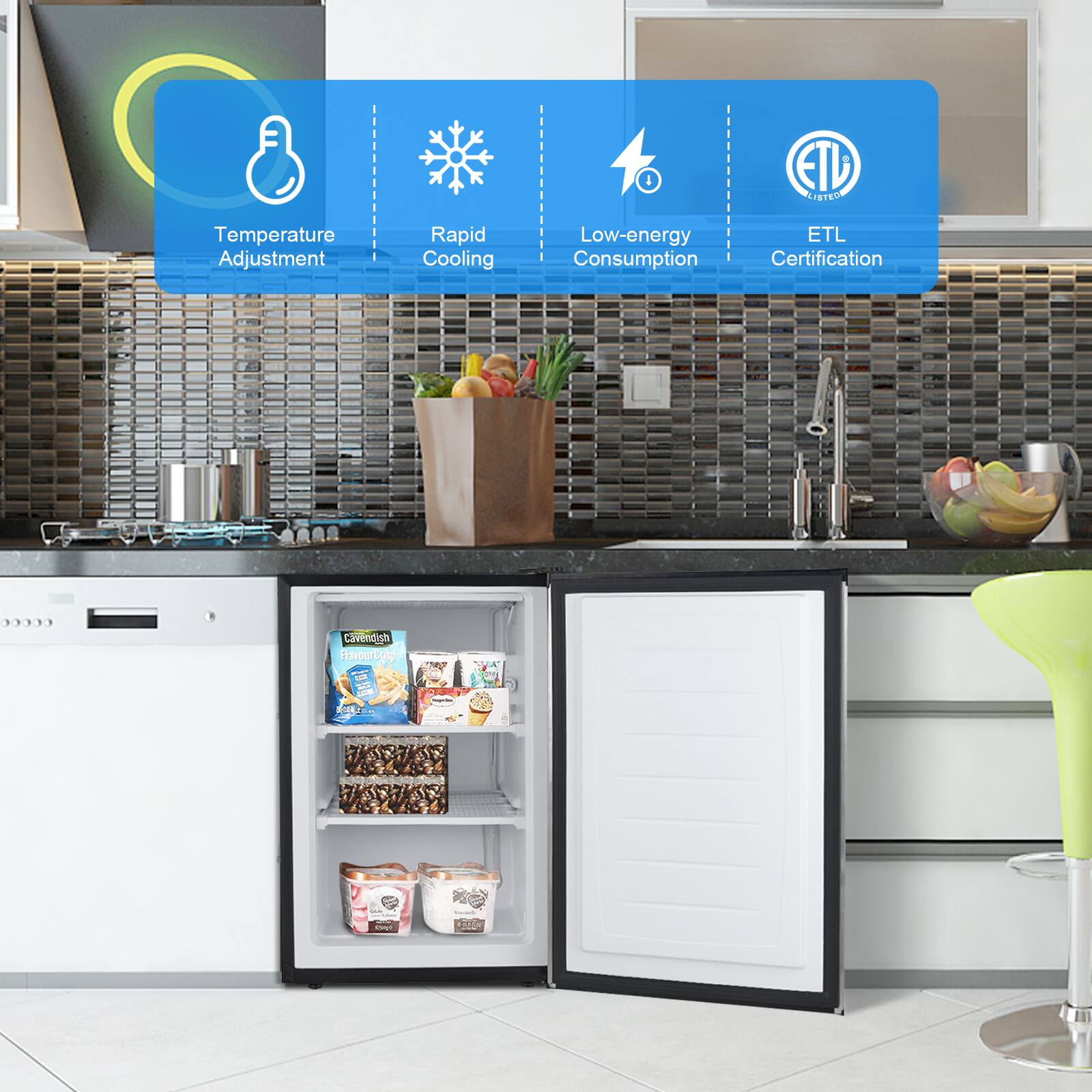 Temperature Adjustment, Rapid Cooling, Low-energy Consumption, ETL Certification