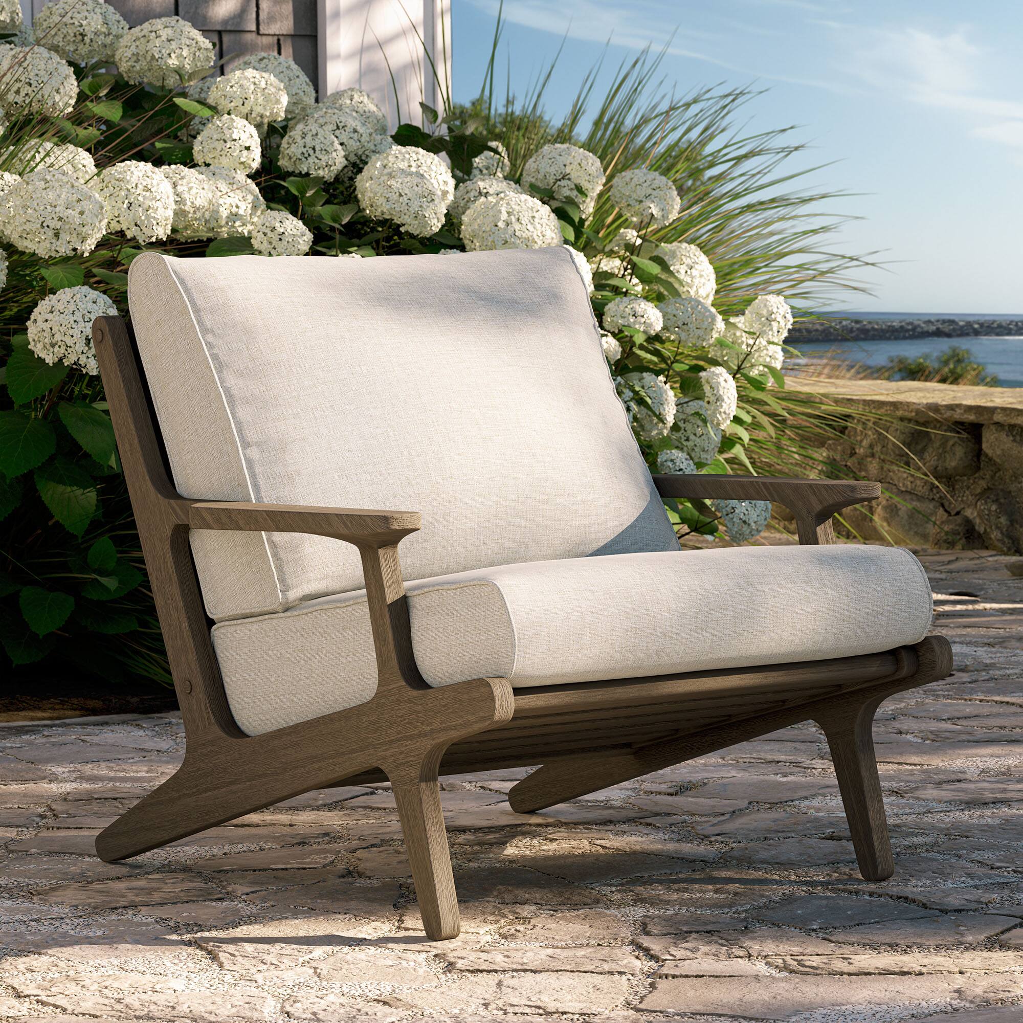 Front. Modway - Saratoga Outdoor Teak Wood Armchair by Modway - Pebble.