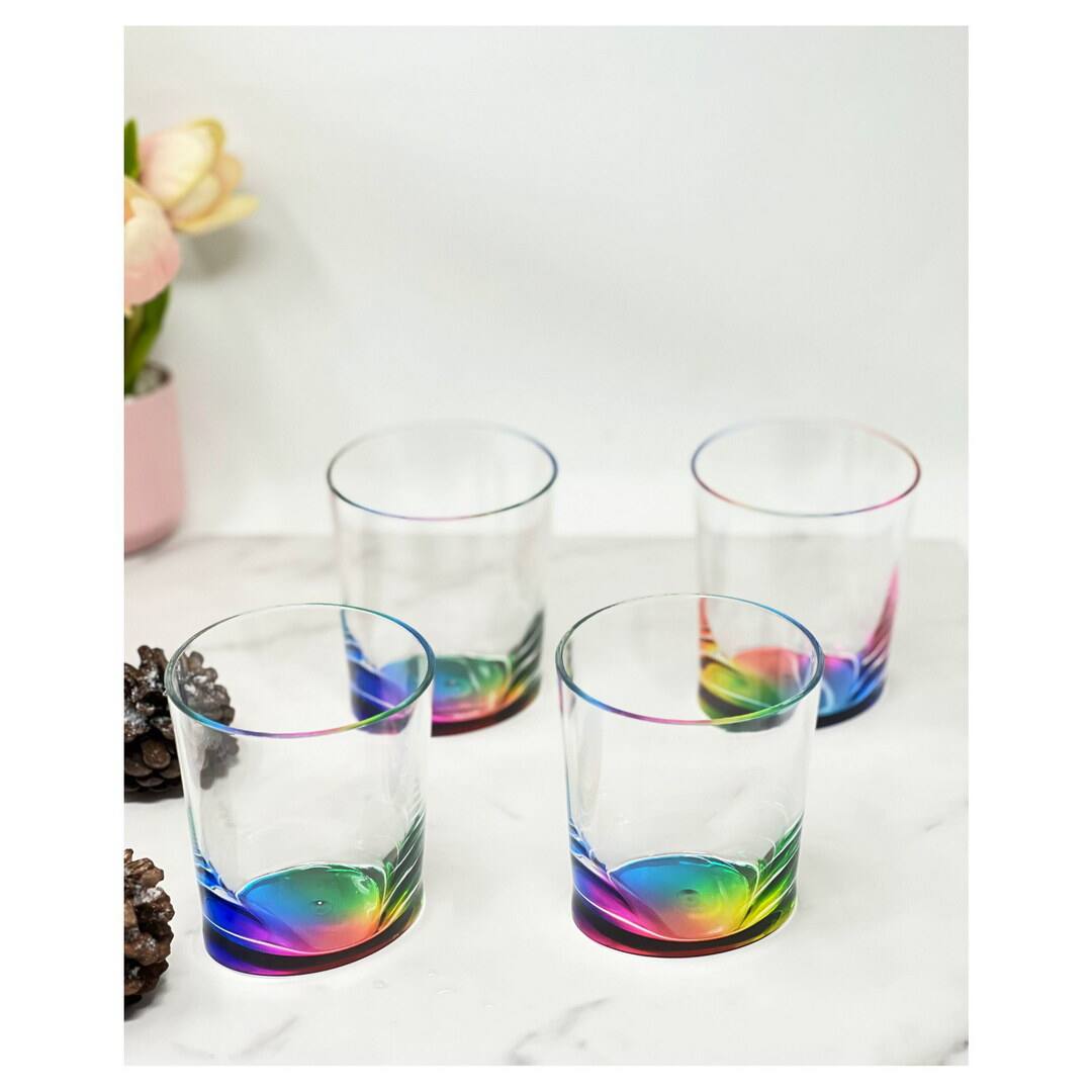 Angle. APRILSOUL - Oval Halo Acrylic Glasses Set of 4 DOF Plastic BPA Free Cocktail Drinkware Water Tumblers - white.