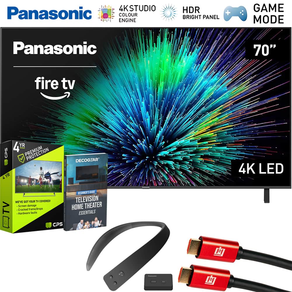 Panasonic - 70" W70 Series LED 4K UHD Smart Fire TV (2025) with 4 Year Extended Protection Plan + WN10 Neck Speaker Bundle