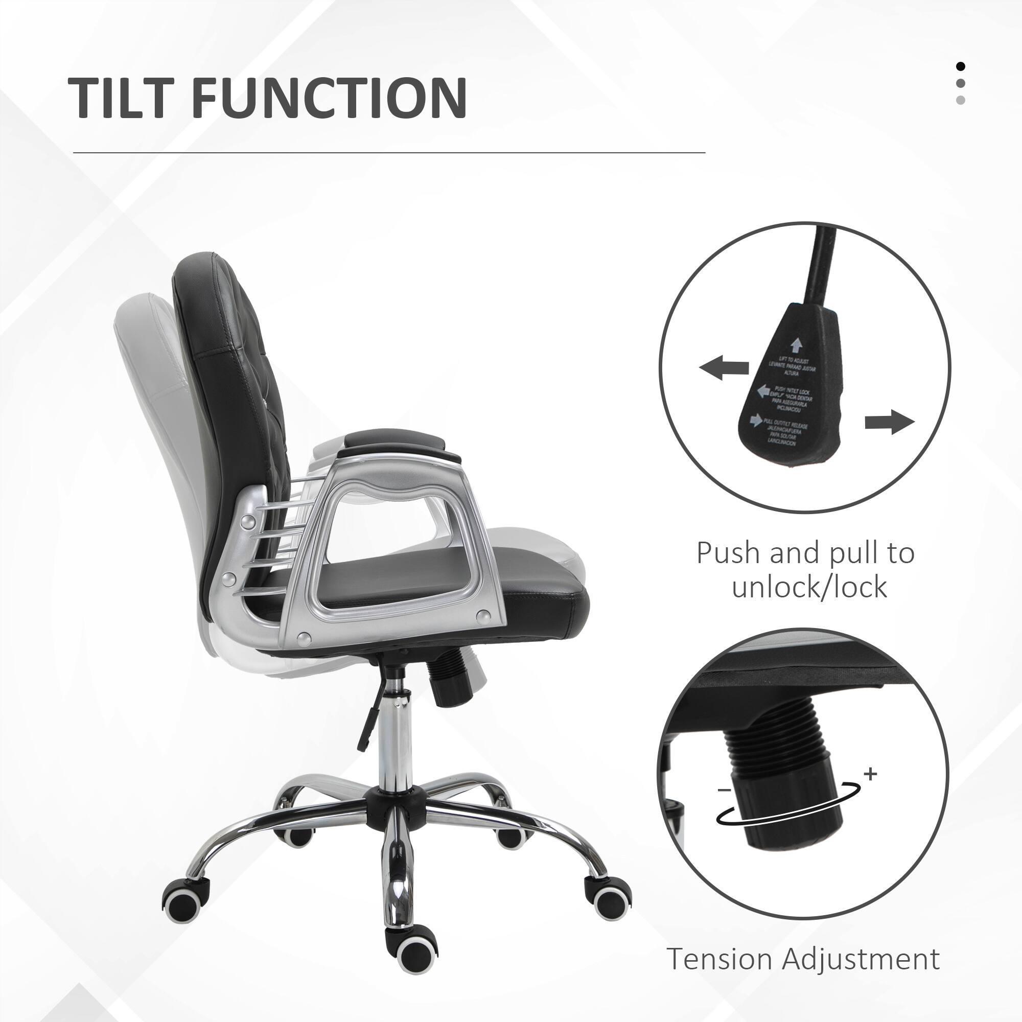TILT FUNCTION

Push and pull to unlock/lock

Tension Adjustment