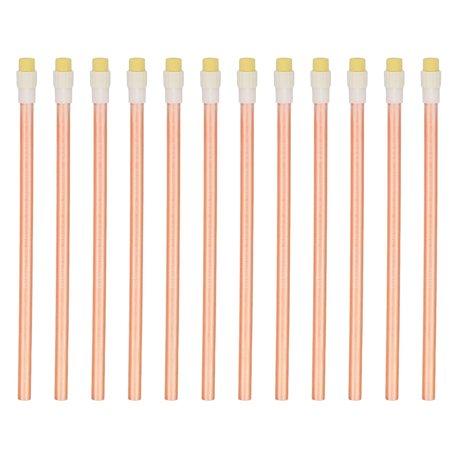 Front. Unique Bargains - HB Pencil, 12pcs Hexagon Graphite Pencil 7mm Thin Wood Round w/ Eraser for Office, Writing, Drawing, Small Hand - Orange.