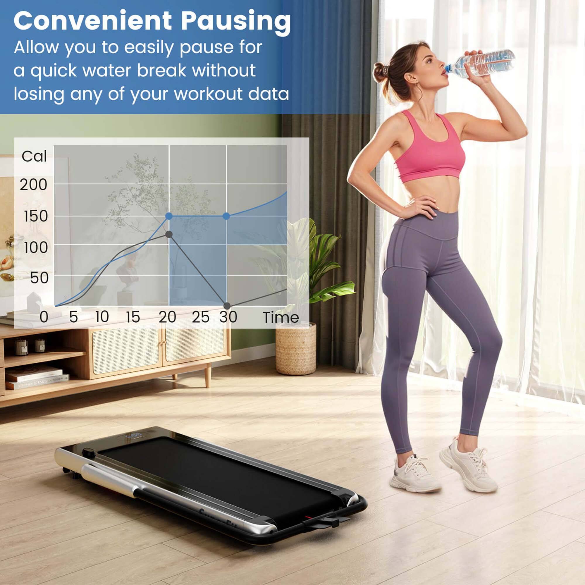 Convenient Pausing

Allow you to easily pause for a quick water break without losing any of your workout data

Cal 200 150 100 50 0

Time 0 5 10 15 20 25 30