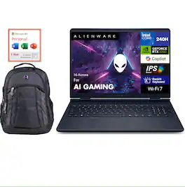 Alienware - 16 Aurora AC16250 Laptop 16.0 WQXGA (Intel Core 7 240H, 32GB DDR5, Win 11 Pro) w/Office 365 , Backpack - Blue